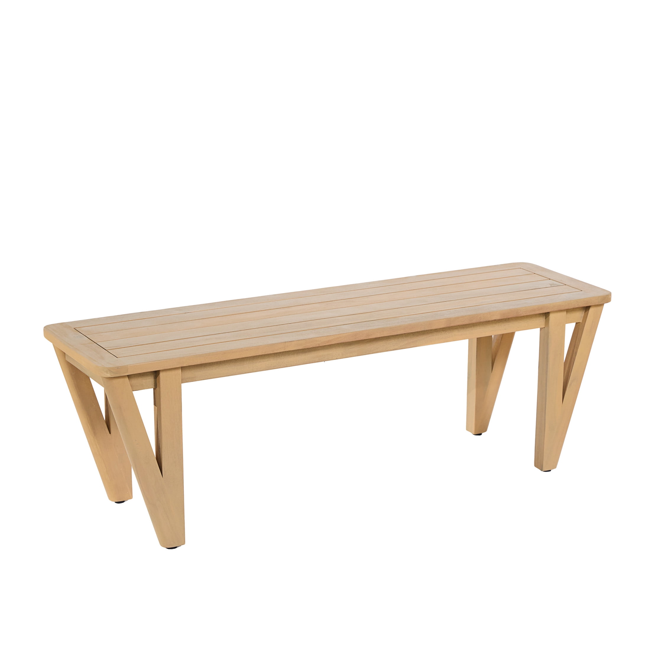Christopher Knight Home Farmhouse Acacia Wood Outdoor Dining Bench with V-Legs for 2 to 3, Light Teak