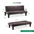 thumbnail image 4 of Sofá Cama Individual Reclinable Plegable de 3 Plazas Cómodo de Madera y Tapiz Suave chocolate, 4 of 8