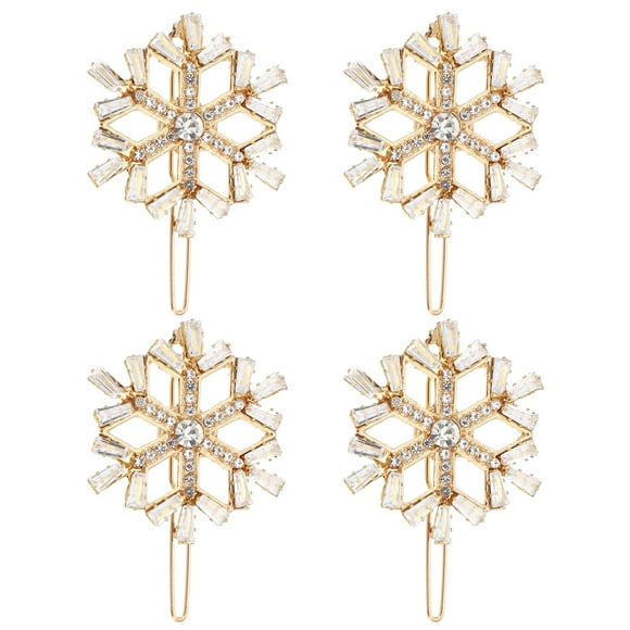 Miangastore 4Pcs Hair Jewels Snowflake Hair Clips Golden for Mother Birthday Party