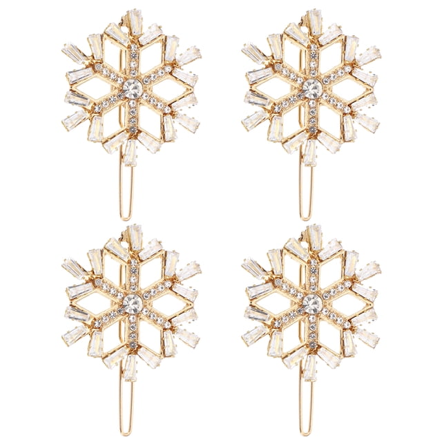 Miangastore 4Pcs Hair Jewels Snowflake Hair Clips Golden for Mother Birthday Party