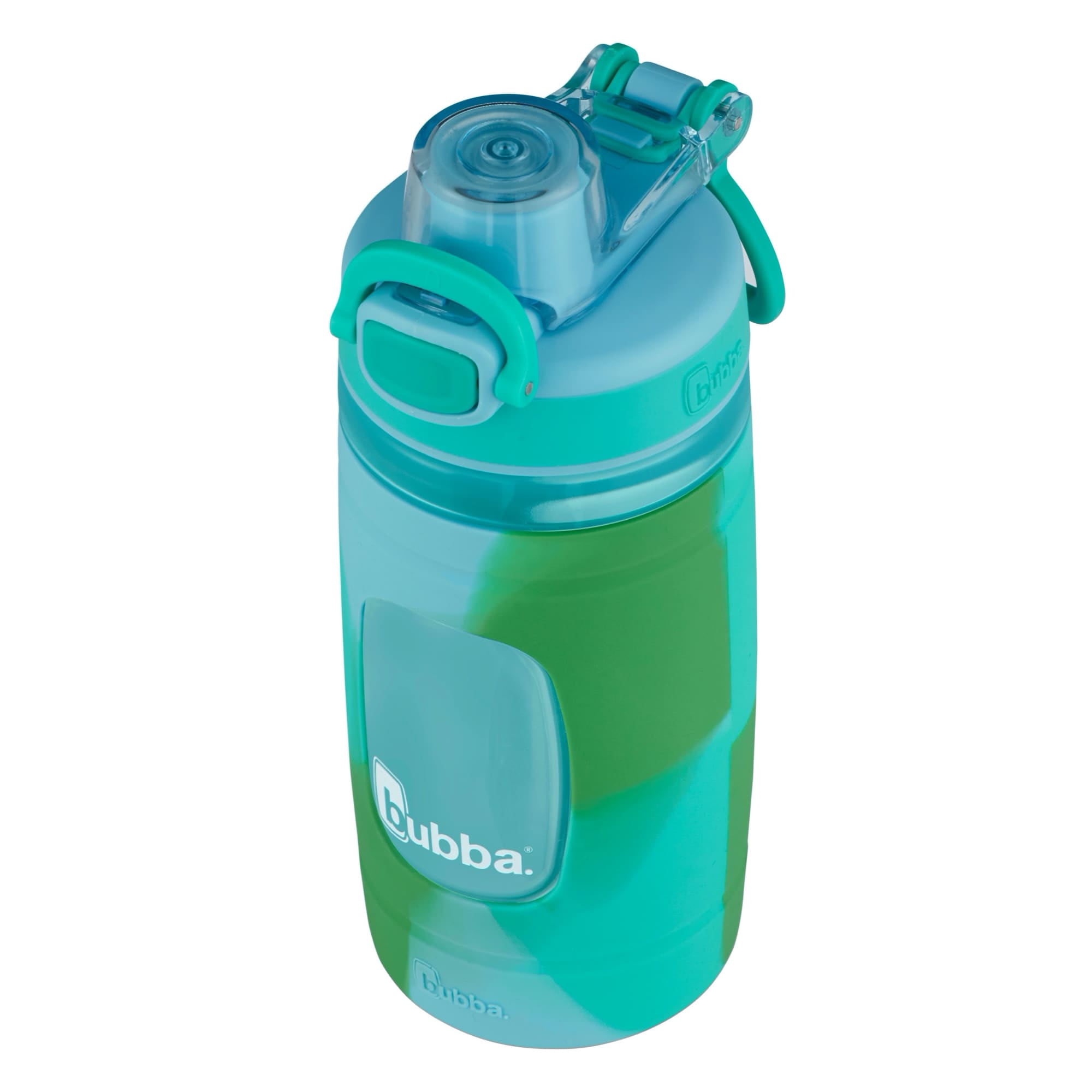 (4 pack) Bubba Flo Kids 16 oz Teal and Green Plastic Water Bottle with Wide Mouth Lid