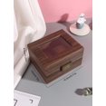 thumbnail image 2 of 1pc Vintage Dual Window Wooden Grain Leather Watch Storage Gift Box, 2 of 5