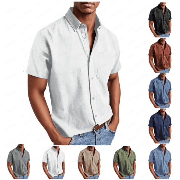 Dagugfen Short Sleeve Shirts for Men Plus Size Button up Loose Comfy Business Casual Work Shirts Pocket