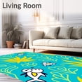 thumbnail image 2 of ODIKA 3'x5' Machine Washable Non-Slip Area Rug, Playful Marine Parade Featuring Cartoon Fish and Floating Sea Plants High Traffic Rug, Blue, 721673, 2 of 7