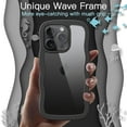 thumbnail image 3 of JETech Cute Case for iPhone 15 Pro 6.1-Inch, Wave Frame Curly Shape Shockproof Phone Cover for Women and Girls, Clear Hard PC Back (Black Titanium), 3 of 7