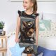 thumbnail image 4 of Balery Steampunk Squirrel Pilot Camisón de princesa para niñas, pijama de algodón con mangas abullonadas, suave y bonito.-Large, 4 of 6