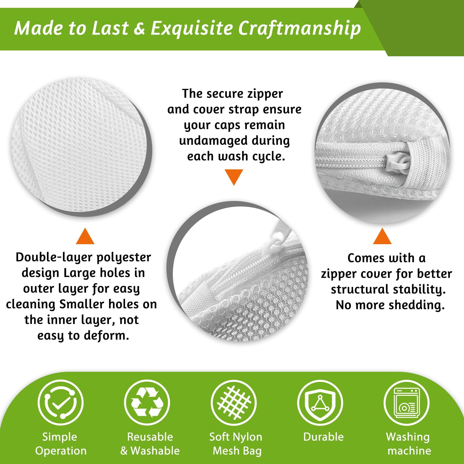 Portable Hat Washer Cage 2-Pack - Baseball Cap Cleaning Kit for Washing Machine, Hat Shaper & Protector with Mesh Bags