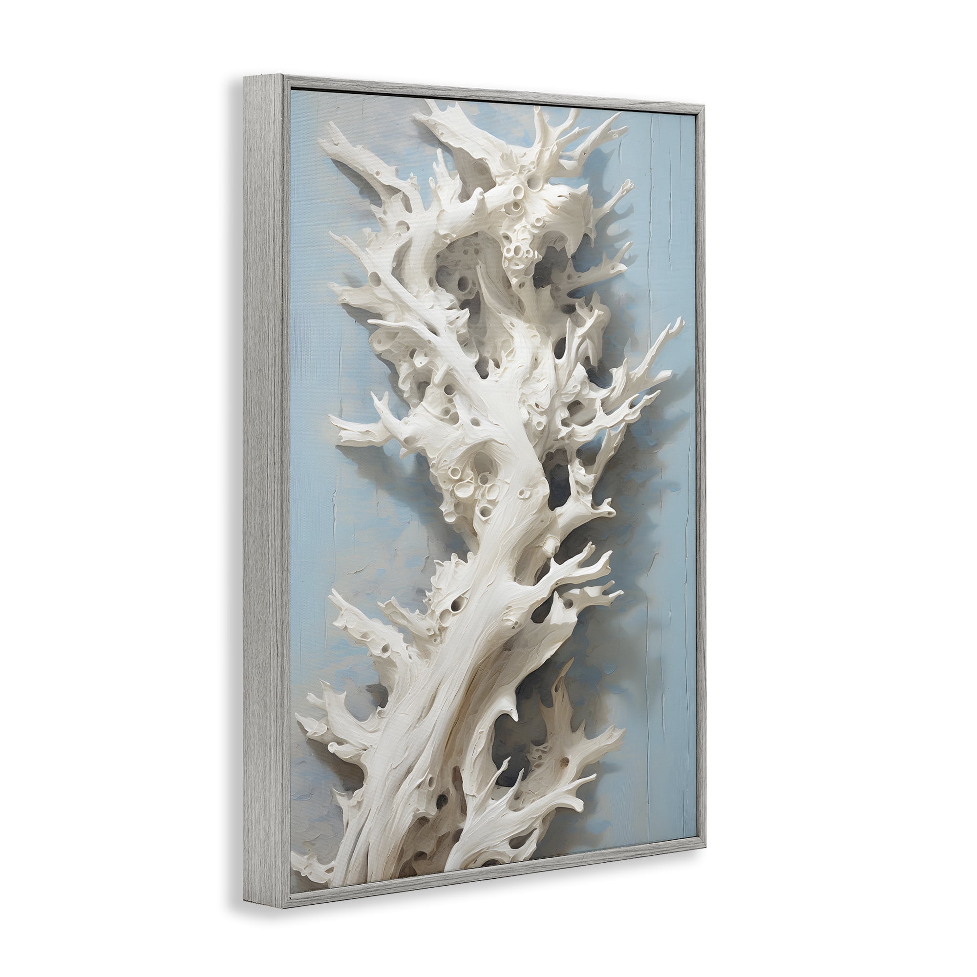 Stupell Industries Winding Spiney Coral Animals & Insects Painting Gray Framed Art Print Wall Art, 16 x 24