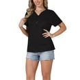 thumbnail image 4 of Summer Short Sleeve Tunic Tops for Women's Casual V Neck Button Shirts M Black, 4 of 6