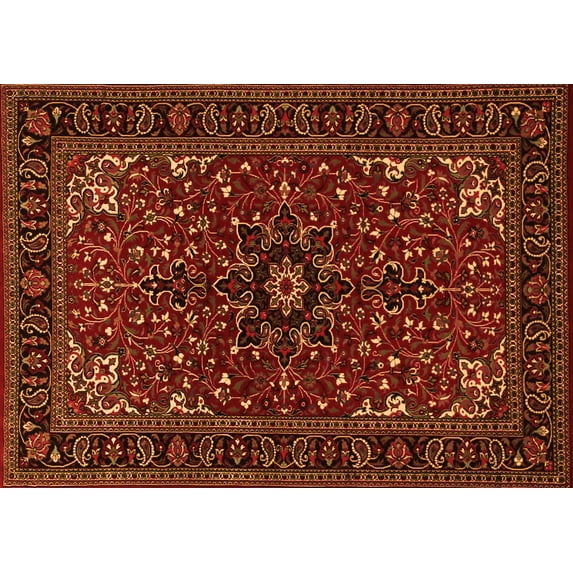 Ahgly Company Indoor Rectangle Persian Orange Traditional Area Rugs, 7' x 9'