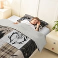 thumbnail image 3 of Manfei Geometric Plaid Twin Comforter Sets,Vintage Deer Bedding Set,Brown,Light Gray Reversible,2 Pieces,1 Comforter and 1 Pillowcase, 3 of 7