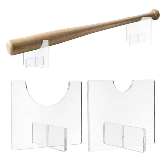 2-Pack Clear Baseball Bat Display Rack - Horizontal Wall Mount or Tabletop Holder for Baseball, Softball, Hockey Sticks, Collectibles & Memorabilia