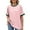 Pink White, variant on UVN Striped Tops for Women Summer Short Sleeve T Shirts Casual Crewneck Color Block Shirts