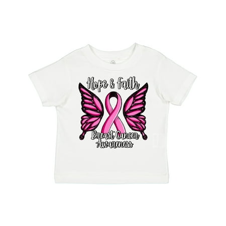 

Inktastic Breast Cancer Awareness Hope and Faith with Butterfly Ribbon Girls Toddler T-Shirt