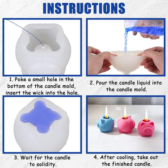 relayinert Easy Mold Making Reusable Silicone Mould For DIY Candle Holders Unique Gifts Pig Silicone Mould