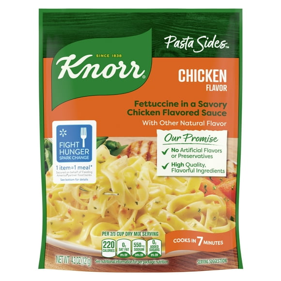 Knorr Pasta Sides No Artificial Flavors Chicken Fettuccine Cooks in 7 Minutes, 4.3 oz