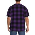 thumbnail image 3 of Fuzoiu Purple Black Plaid Print Men's Casual Short,Men's Short Sleeve Shirt,Mens Casual Button Down Shirts,Cuban Collar Summer Shirt for Beach, Vacation, and Outdoor Activities-Medium, 3 of 5