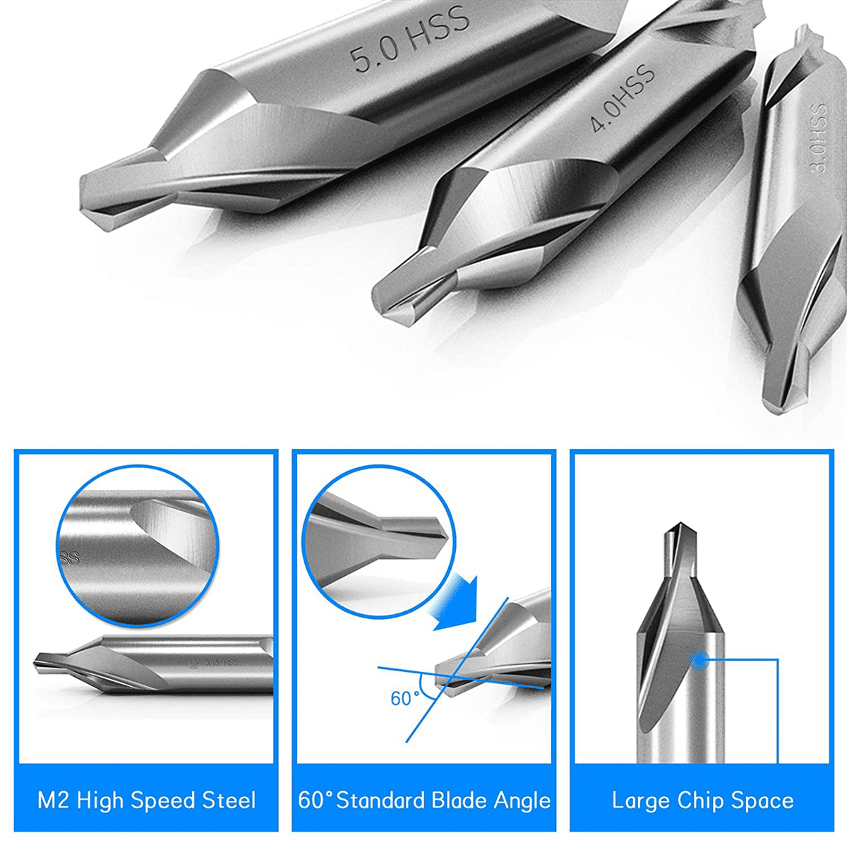 28 Pcs Center Drill Bits Set 60-Degree Angle Center Drill Bits Kit Countersink Tools for Lathe Metalworking