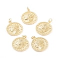 thumbnail image 1 of Brass Pendants with Jump Rings Long-Lasting Plated Flat Round with Human Real 18K Gold Plated 21.8x18x2mm Hole: 2.8mm, 1 of 2