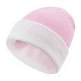 thumbnail image 1 of Striped Knitted Hat Men And Women In Pink Outdoor Ear Protection Hat Flanged Color Blocked Skiing Pullover Cold Hat Acrylic Fabric One Size Fits Most Knitted Cap For Fun And Fashion Pink, 1 of 2
