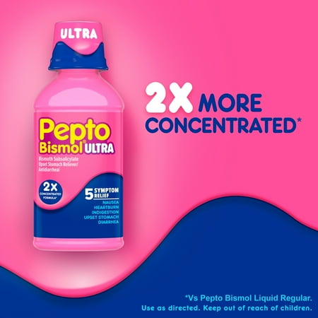 Pepto Bismol Liquid Ultra, Indigestion and Anti-Diarrhea Stomach Relief, Original, 8 Fl oz