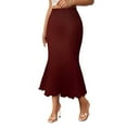 thumbnail image 1 of UANWENN Women's Rib Knit Ruched Elastic Waist Ruffle Hem Fishtail Midi Skirt Ballet Skirt Denim Midi Skirts plus Size Skirts for Women Skirt Lingerie for Women Mini Skirt Lingerie Denim Mini Skirt, 1 of 4
