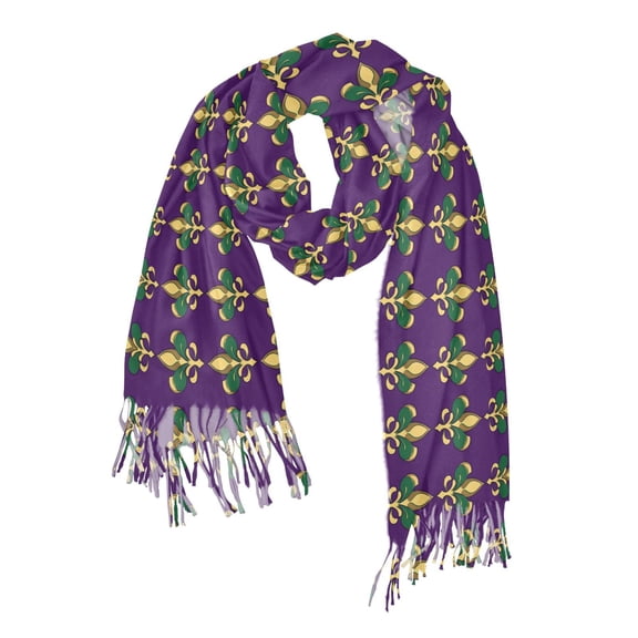 FORMRS Womens Scarf Winter Soft Long Big Warm Shawls Wrap Tassel Scarves, Gold and Green Floral Pattern