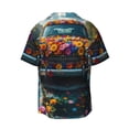 thumbnail image 4 of Goofa Flower Covered Vintage Car Printed Men's Casual Short-sleeved Shirt,Lightweight Breathable Button-down,Summer Casual men's top,Versatile Fashion shirt-4X-Large, 4 of 7