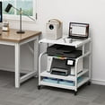 thumbnail image 6 of Printer Stand, 25.6" x 23.6" x 30.9" Extra Large Printer Table with Adjustable Storage Shelf, 3 Tier Rolling Printer Cart with Industrial Wheels for Home Office, White, 6 of 15