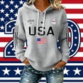 thumbnail image 2 of Women's Patriotic Graphic Hoodies Sweatshirts 4th of July 250th Anniversary Anniversary Themed Pullover Hoodie Soft Fleece Casual Sweatshirt With Front Pocket For Year Round Comfort Grey L, 2 of 5