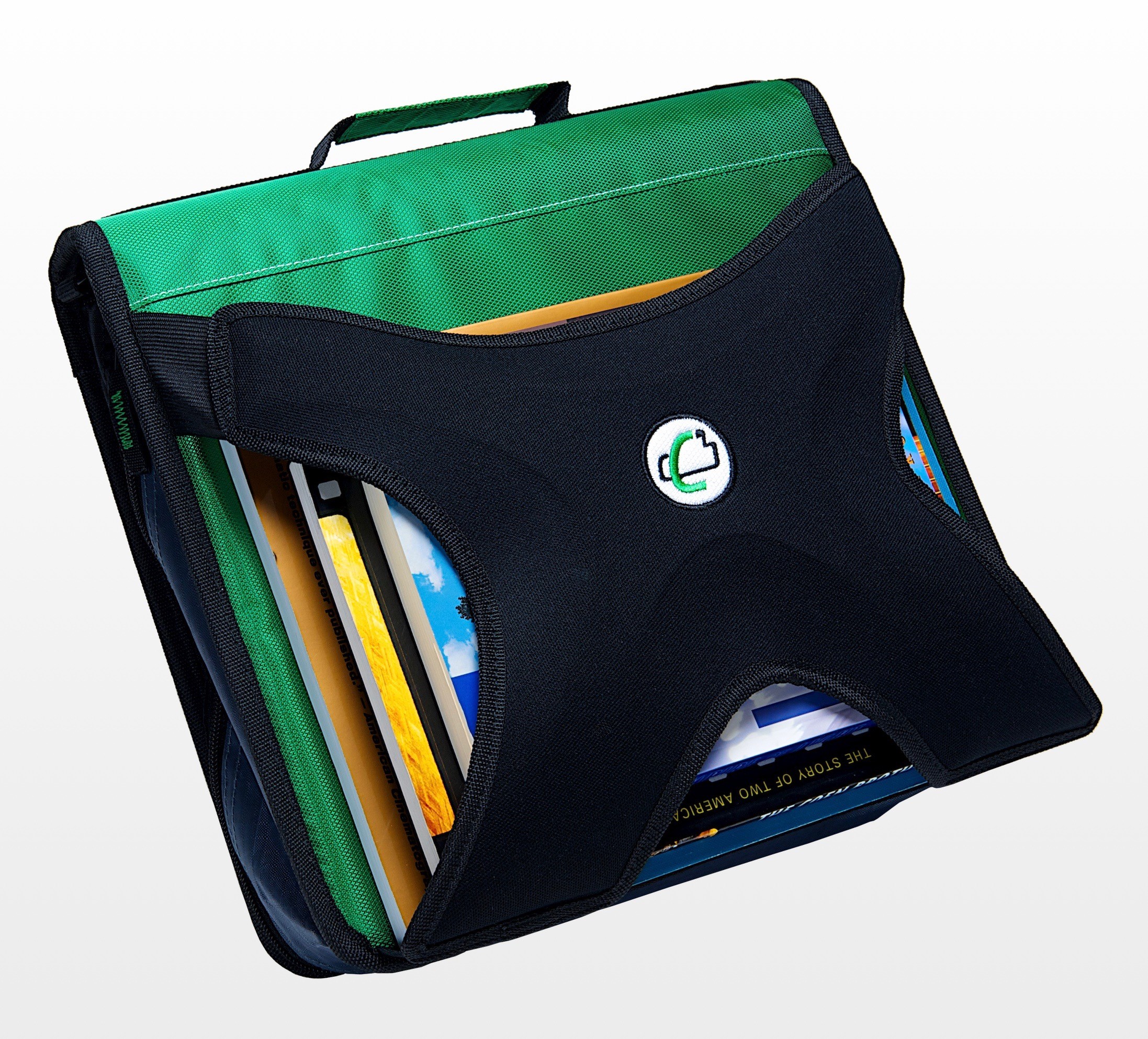 Case-it 2 Inch Zipper Binder with 5-Tab File Folder, Green