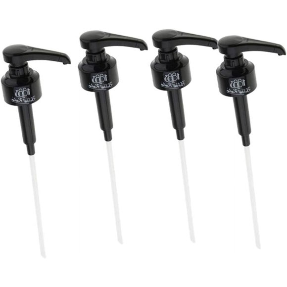 Jinsinto 4 Pieces Coffee Series 1 Liter Syrup Dispenser Pump Black Liquid Dispenser for Monin Syrup 10ML Juice Bottle Dispenser Pump