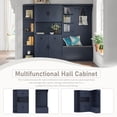 thumbnail image 5 of Farmhouse Hall Tree With Bench And Storage, Entryway Bench with Coat Rack, Open Shelving And Doors, Multi-functional Mudroom Hallway Storage Cabinet For Home, 5 of 9