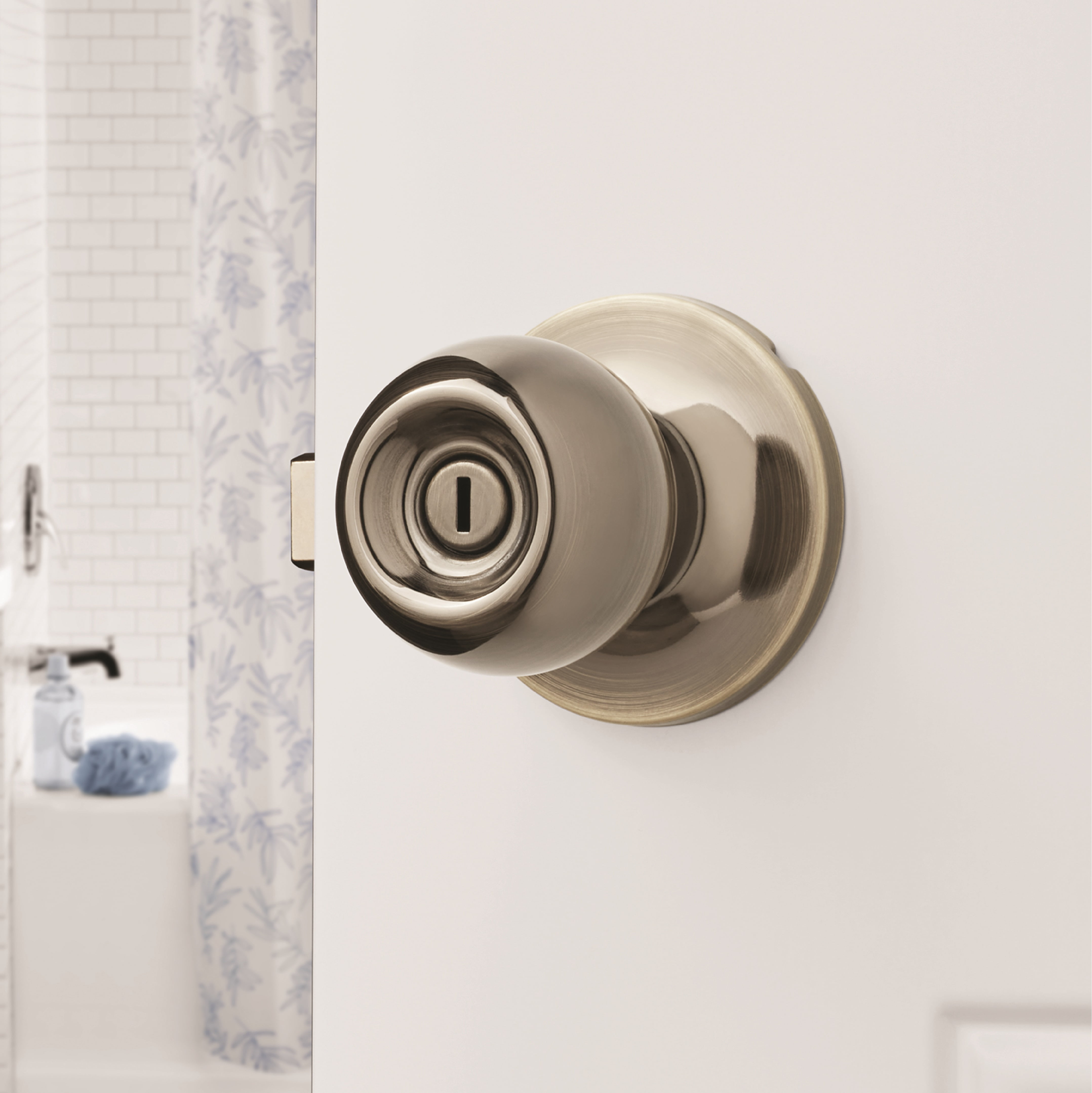 Hyper Tough Privacy Bed and Bath Doorknob Antique Brass Finish