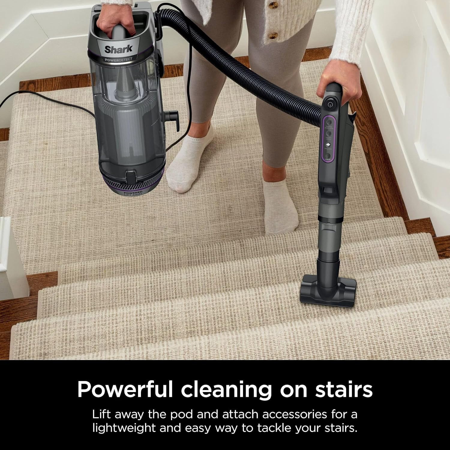 Shark PowerDetect Upright Vacuum with DuoClean Detect Technology and Self-Cleaning Brushroll Purple - AZ3901: HEPA Filter, Multi-Surface, Pet Hair