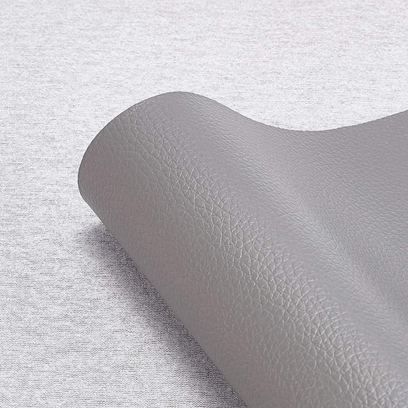 13"x 55"(33cm x 140cm) Gray Solid Litchi Pattern Faux Leather Sheet Waterproof Leather for Dressing Sewing Crafting DIY Projects