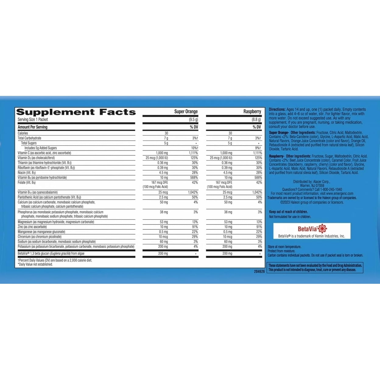 Emergen-C Immune+ 1000 mg Vitamin C + Vitamin D & Zinc, 90 Packets