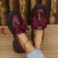 thumbnail image 5 of Women’S Loafers In Wine Color Featuring Glossy Patent Leather And Large Bow Slip On Style Round Toe Thick Sole Low Heel Pu Material Us Size 9.5, 5 of 9