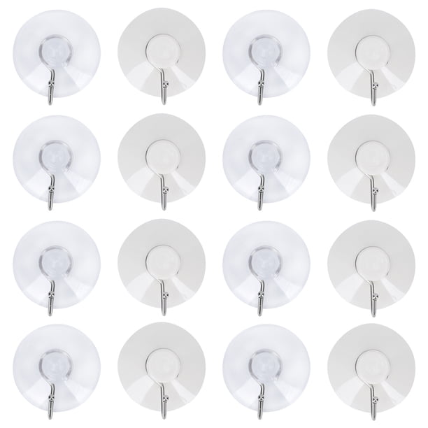 16pcs Potentes ganchos transparentes de succión transparentes que no marcan gancho autoadhesivo