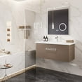 thumbnail image 3 of Eviva Orleans 38"W x 20"D Wenge Wall Mount Bathroom Vanity with White Porcelain Countertop and Integrated Sink, 3 of 11