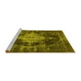 thumbnail image 2 of Ahgly Company Machine Washable Indoor Square Oriental Yellow Industrial Area Rugs, 4' Square, 2 of 4