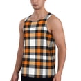 thumbnail image 2 of KLL Orange Plaid Print Men's Muscle Gym Workout Stringer Tank Tops Bodybuilding Fitness T-Shirts Tank Tops Men-3X-Large, 2 of 7