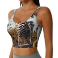 thumbnail image 2 of Fotbe Sunflower Butterfly Skull Pattern Womens' Sports Bra Longline Wirefree Padded with Medium Support Sports Moisture-Wicking Workou Vest,Tank Top-X-Large, 2 of 7