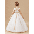 thumbnail image 5 of Tulle First Communion Dress Lace Appliques Flower Girl Dresses for Wedding Girls Pageant Ball Gown (Ivory 2 -3Years）, 5 of 9