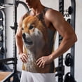 thumbnail image 5 of Zufioo Regal Shiba Inu Print Men's Vest, Sleeveless Quick-drying Muscle T-shirt, Suitable for Sports Fitness, Home Leisure Wear-3X-Large, 5 of 7