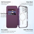 thumbnail image 5 of CASEFIV for iPhone 16 Pro Max Case,Compatible with Magsafe,Slim Fit Flip Protective PU Leather Wallet Case with RFID Blocking Card Slot Build-in Len Protector,Purple, 5 of 7