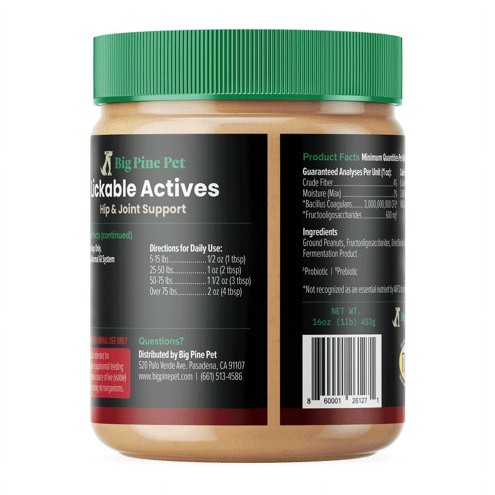 Big Pine Pet Probiotic and Prebiotic Peanut Butter Flavored Lickable Actives for Dogs, 16 oz.