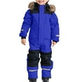 thumbnail image 5 of GEZHEN Snowsuit Children's Boys Ski Suit Thermal Ski Overall Winter Warm Snow Overall Windproof Winter Suit With Removable Hood Mud Suit Outdoor Softshell Suit Toddler to Big Kid Blue 3-4 Years, 5 of 6