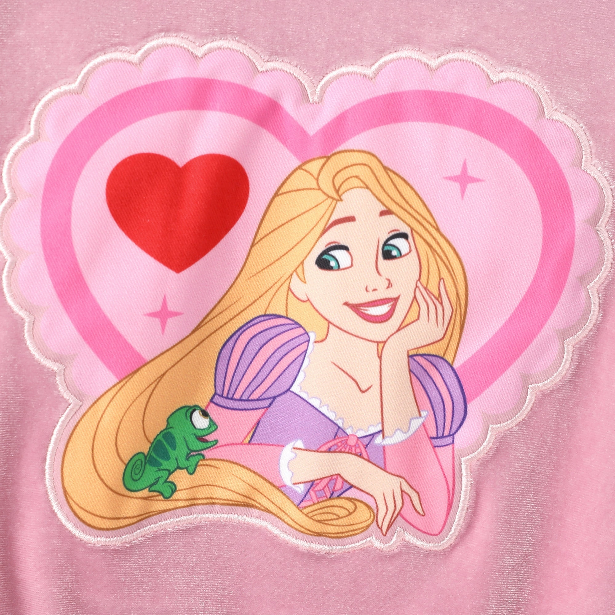 Disney Princess Girls Hoodie Rapunzel Graphic Love Sweatshirt and Flared Pants Pink Velvet 2 Pieces Sets Toddler 4-5T