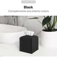 thumbnail image 3 of Tissue box cover, square holder in modern PU leather - Bathroom vanity tops, nightstands, desks and cars 12.7 cm X 12.7 cm black, 3 of 4